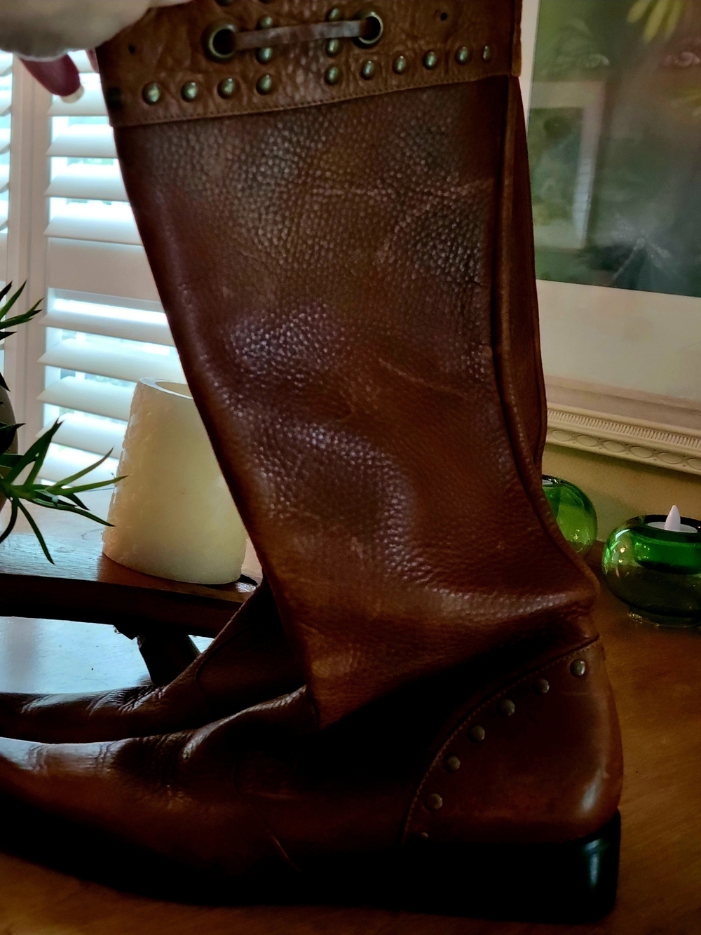 Women's Diego Leather Stud-Accent Boots